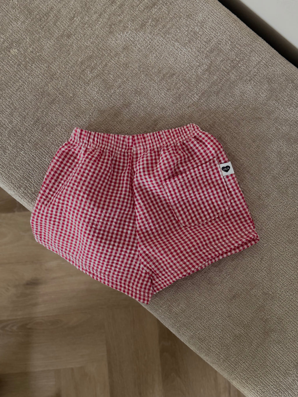 Red check shorts