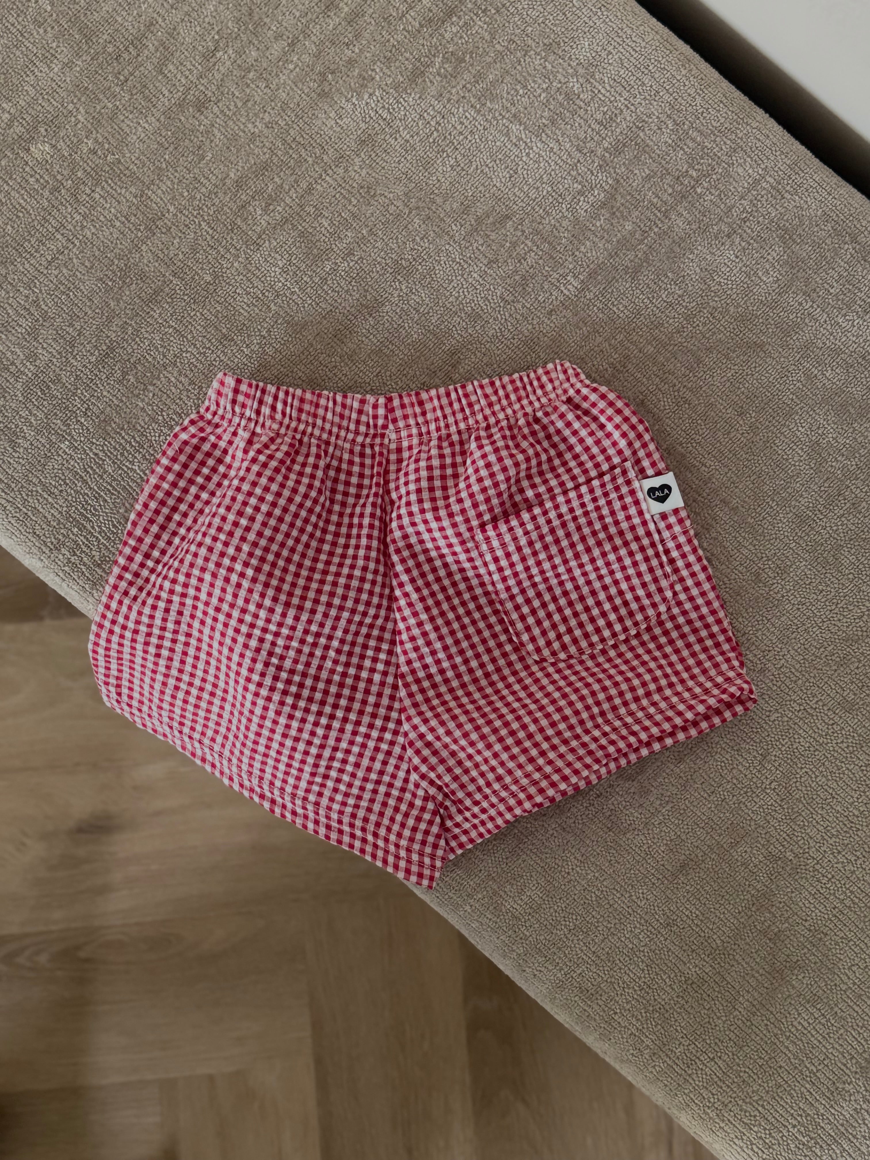 Red check shorts