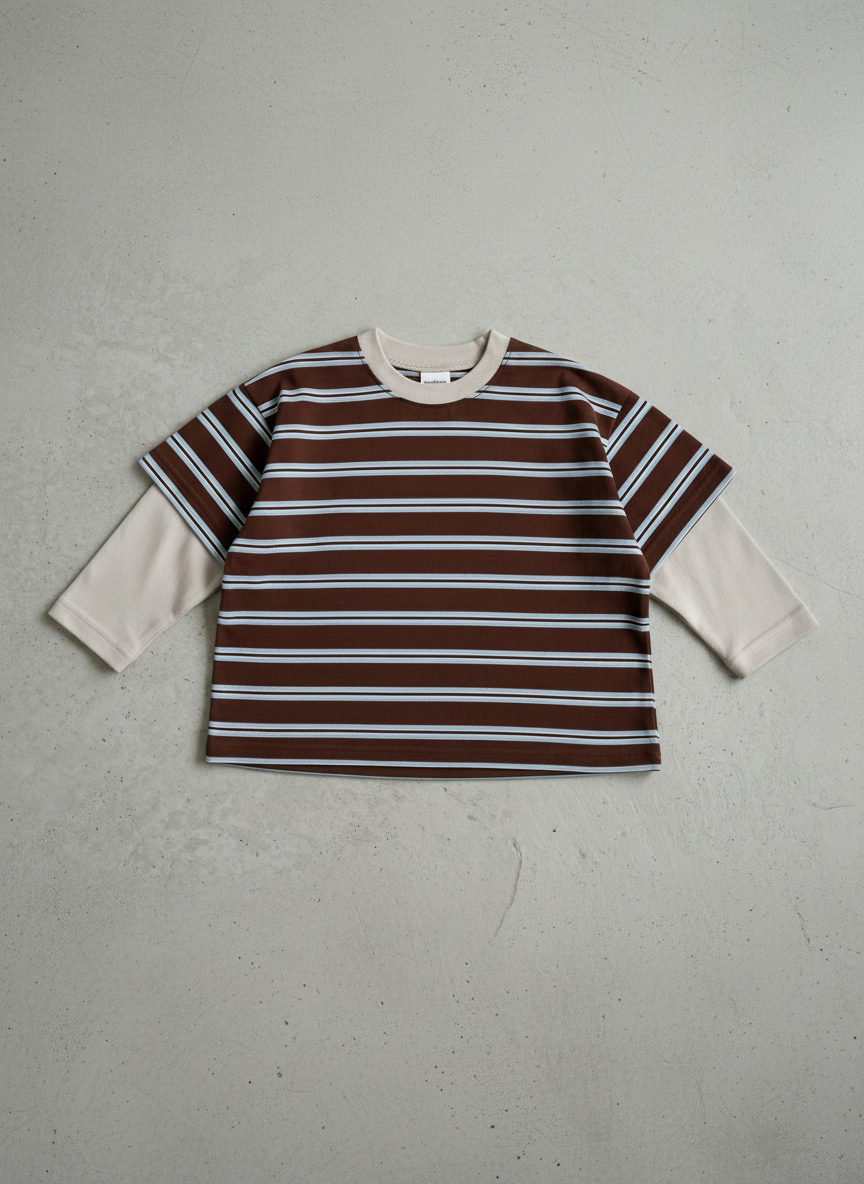 LAYERED TEE - BROWN/BLUE