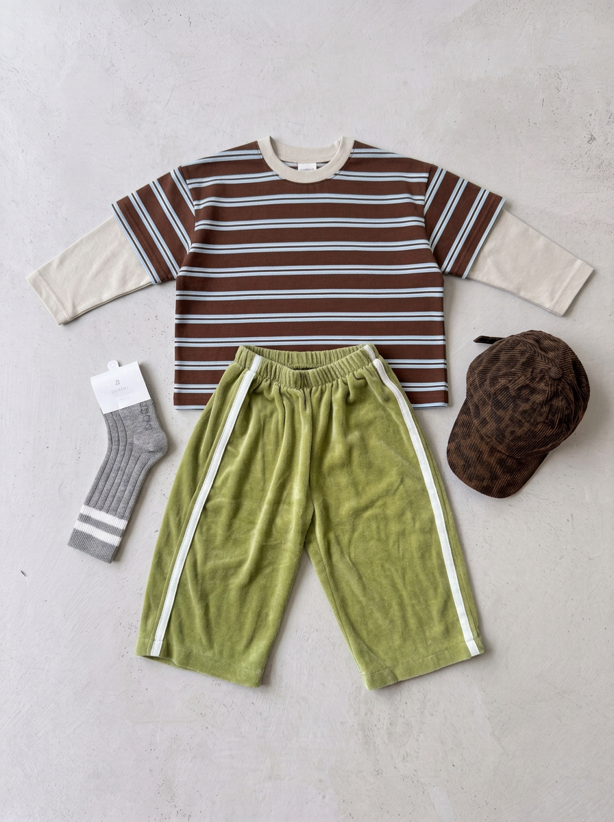 LAYERED TEE - BROWN/BLUE