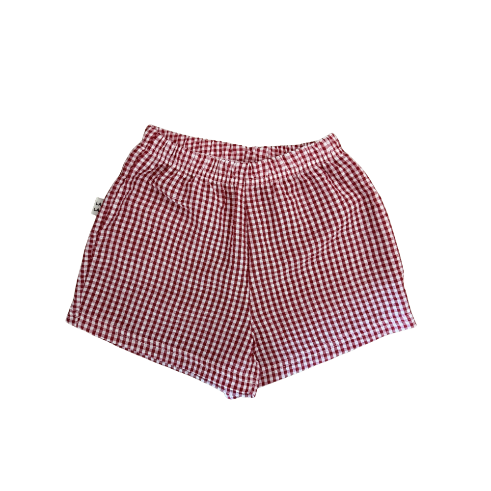 Red check shorts