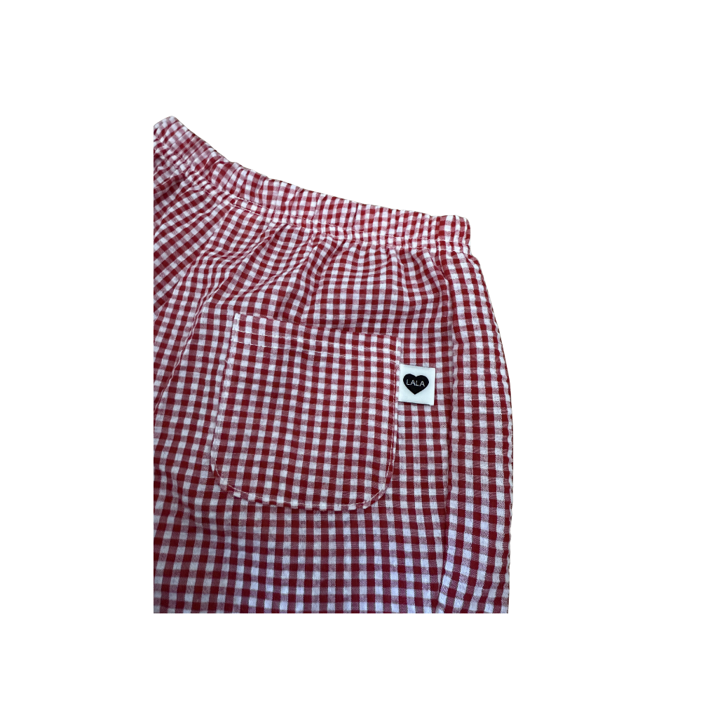 Red check shorts